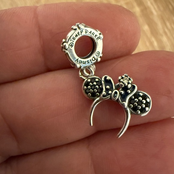 Disney Accessories - Disney Silver Charm with Black Bow Accents